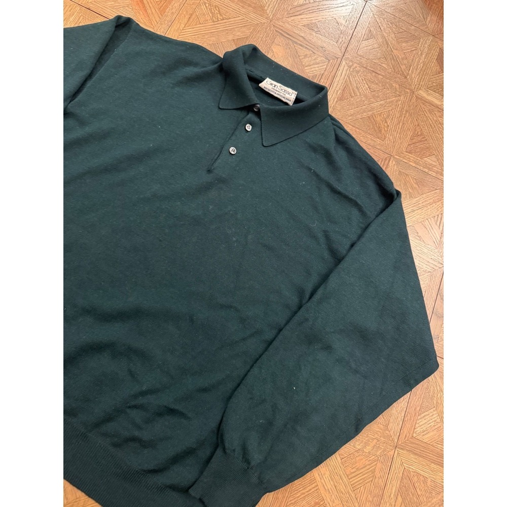 Gran Sasso Mens Forest Green Long Sleeve Polo Sweater Made in Italy Rochester L8